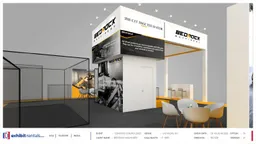 40x40 Island booth design by Exhibit-Rentals